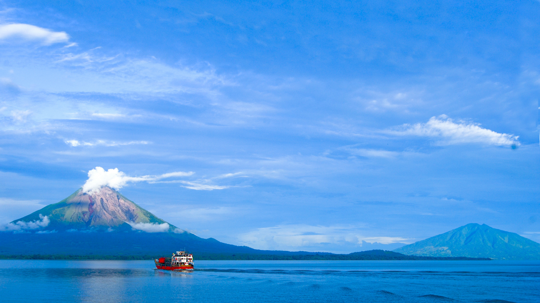 The view of Ometepe Island across Lake Nicaragua