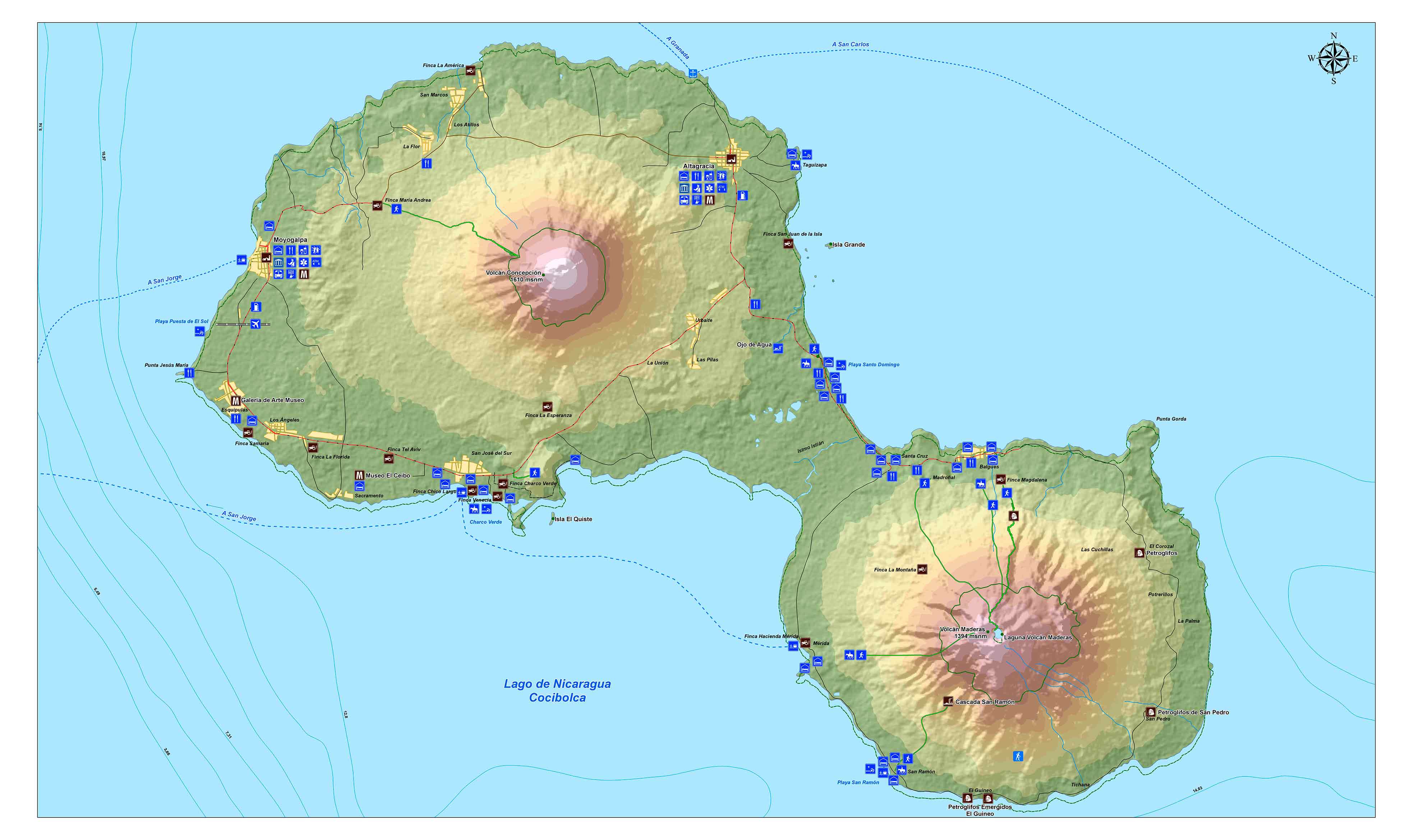 Maps- archeology-ometepe-rivas-nicaragua